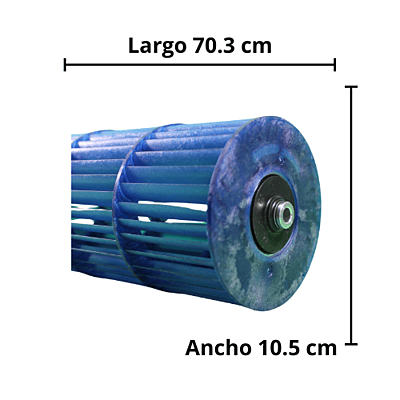 Turbina Evaporador, 220V, Modelo JUZ6.395.10028-1, V32 Largo 70.3 cm  x Ancho 10.5 cm