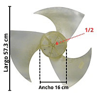 Aspa Condensador para Minisplit Mirage Largo 57.3 cm Ancho 16 cm Flecha 1/2 3 Hojas - 10335013