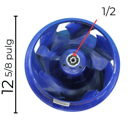 Turbina Evaporador Largo 12 5/8  Ancho 5 3/4 Flecha 1/2 CW Derecha - 12100103000089