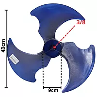 Aspa Condensador Para MiniSplit Mirage 1.5T, Largo 43cm, Ancho Aro 9cm, Flecha 3/8 - 12100105000051