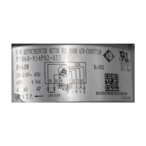 Motor Minisplit, Evaporador Mirage 3Ton, 220V 60W, 0.46A, 4 Polos, Capacitor 3.0Uf 450V, Rotacion Izquierda, Mod. Fn60W (Yy060-954P02-023), Avsolut X 36 - 1501212003 (YY060-954P02-023 1501212003) Motor Minisplit, Evaporador Mirage 3Ton, 220V 60W, 0.46A, 4 Polos, Capacitor 3.0Uf 450V, Rotacion Izquierda, Mod. Fn60W (Yy060-954P02-023), Avsolut X 36 - 1501212003 (YY060-954P02-023 1501212003)