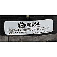 Motor tipo Polo Sombreado McMillan, 208-230 V, 50/60 Hz, 1550 RPM, 1/6 Hp, Rotacion CWLE, Clase B - 4125-458/2
