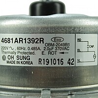 Motor Para Minisplit, Condensador 1.5Ton,4681Ar1392R,(Obm-2049B1),(R110609.64), 220V, 60Hz, 0.485A, Capacitor 2.0Mf 370Vac - 4681Ar1392R