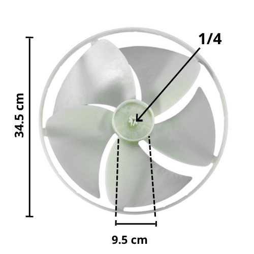 Aspa para Equipo de Ventana, Diámetro Exterior 34.5 cm, Altura 9.5 cm, Flecha 1/4, Izquierda, 5 hojas 835 aspa compatible - 5900A10009E