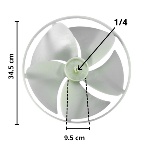 Aspa para Equipo de Ventana, Diámetro Exterior 34.5 cm, Altura 9.5 cm, Flecha 1/4, Izquierda, 5 hojas 835 aspa compatible - 5900A10009E Aspa para Equipo de Ventana, Diámetro Exterior 34.5 cm, Altura 9.5 cm, Flecha 1/4, Izquierda, 5 hojas 835 aspa compatible - 5900A10009E