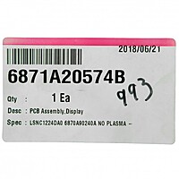 Tarjeta Receptora De Señal Para Minisplit, Evaporador - 6871A20574B