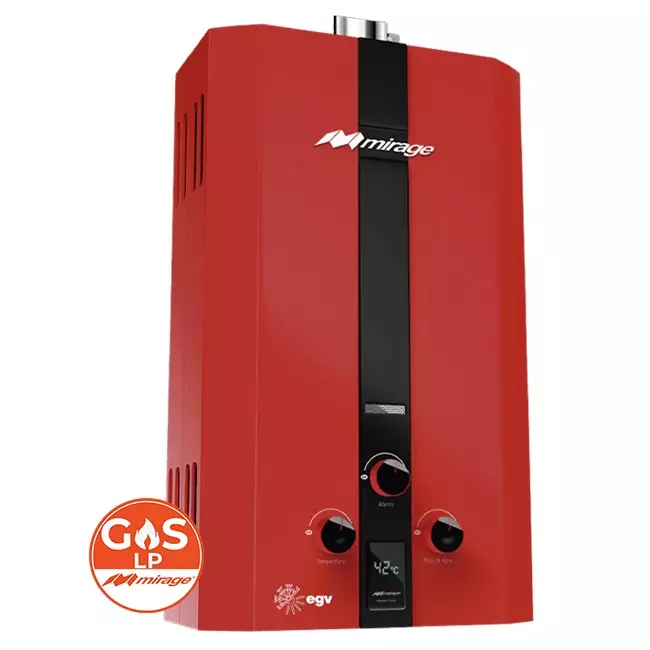 Calentador de Paso Baja Presion Mirage Color Rojo 6Lts 1 Servicio Flux 6L Gas LP - MBF06ZB