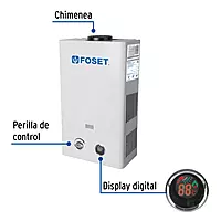 Calentador de agua, instantaneo, gas LP, 6 litros Foset, 45271 - CALE-6I