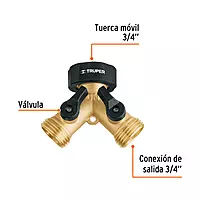 Conector 'Y' fundido en latón, entrada 3/4' - AD-2X / 10375