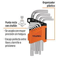 Juego 10 llaves allen mm punta hexagonal con organizador - ALL-10M / 15536 Juego 10 llaves allen mm punta hexagonal con organizador - ALL-10M / 15536