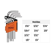 Juego 10 llaves allen std punta hexagonal con organizador - ALL-10P / 15539