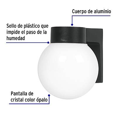 Arbotante de pared tipo globo, lámpara no incluida, Volteck - 47286 - ARB-001S - Caja con 1 Pieza – Master 8 Arbotante de pared tipo globo, lámpara no incluida, Volteck - 47286 - ARB-001S - Caja con 1 Pieza – Master 8