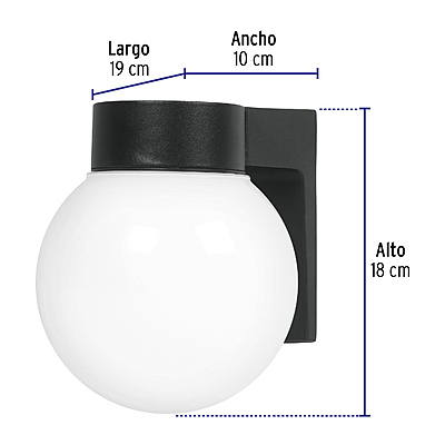Arbotante de pared tipo globo, lámpara no incluida, Volteck - 47286 - ARB-001S - Caja con 1 Pieza – Master 8 Arbotante de pared tipo globo, lámpara no incluida, Volteck - 47286 - ARB-001S - Caja con 1 Pieza – Master 8