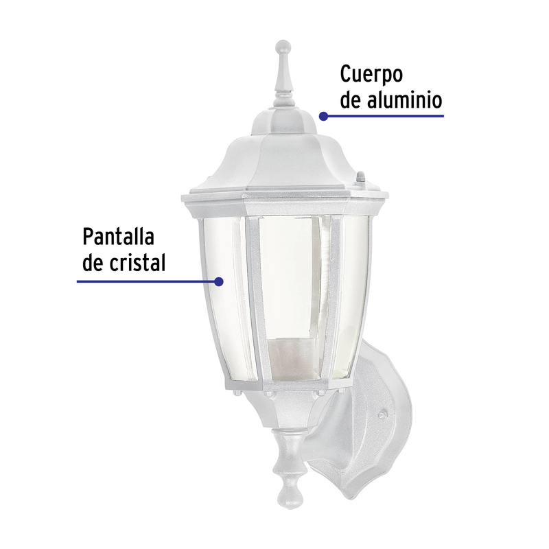 Arbotante tipo farol tradicional soportado p/exterior blanco - 47288 - ARB-100S - Caja con 1 Pieza – Master 8 Arbotante tipo farol tradicional soportado p/exterior blanco - 47288 - ARB-100S - Caja con 1 Pieza – Master 8