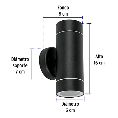 Arbotante de acento 2 spots negro, lámparas no incluidas - 48144 - ARB-204S - Caja con 1 Pieza – Master 20