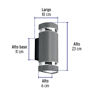 Arbotante exterior con 2 spots, lámparas no incluida, gris - 45409 - ARB-211S - Caja con 2 Pieza – Master 24