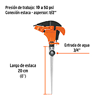 Aspersor plástico una vía, estaca de 11' - ASP-P11 / 10336 Aspersor plástico una vía, estaca de 11' - ASP-P11 / 10336