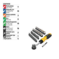 Juego desarmador de matraca, puntas/dados, 61 piezas, Pretul - AUTO-61 / 22976