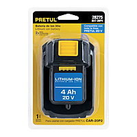 Batería ion litio, 20V, 4 Ah, PRETUL, 28275 - BAT-20P4 Batería ion litio, 20V, 4 Ah, PRETUL, 28275 - BAT-20P4