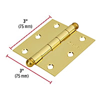 Bisagra cuadrada 3', acero latonado, redonda - BC-301R / 43232