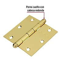 Bisagra cuadrada 3-1/2', acero latonado, redonda - BC-351R / 43233 Bisagra cuadrada 3-1/2', acero latonado, redonda - BC-351R / 43233