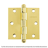 Bisagra cuadrada 3-1/2', acero latonado, redonda - BC-351R / 43233 Bisagra cuadrada 3-1/2', acero latonado, redonda - BC-351R / 43233