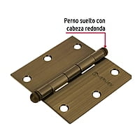 Bisagra cuadrada 3-1/2', acero latonado antiguo, redonda - BC-352R / 43247 Bisagra cuadrada 3-1/2', acero latonado antiguo, redonda - BC-352R / 43247