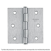Bisagra cuadrada 3-1/2', acero cromo mate,plana,Hermex Basic - BC-353PP / 23688 Bisagra cuadrada 3-1/2', acero cromo mate,plana,Hermex Basic - BC-353PP / 23688