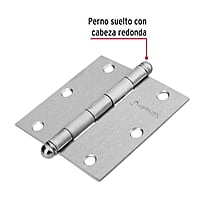Bisagra cuadrada 3-1/2', acero cromo mate, redonda - BC-353R / 43257 Bisagra cuadrada 3-1/2', acero cromo mate, redonda - BC-353R / 43257