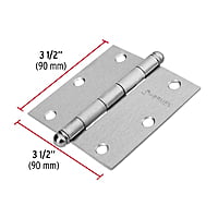 Bisagra cuadrada 3-1/2', acero cromo mate, redonda - BC-353R / 43257 Bisagra cuadrada 3-1/2', acero cromo mate, redonda - BC-353R / 43257