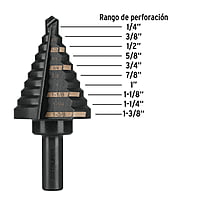 Broca escalonada óxido negro 10 escalones 1/4' a 1-3/8? - BES-10 / 12126 Broca escalonada óxido negro 10 escalones 1/4' a 1-3/8? - BES-10 / 12126
