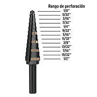 Broca escalonada óxido negro 13 escalones 1/8' a 1/2? - BES-13 / 12122 Broca escalonada óxido negro 13 escalones 1/8' a 1/2? - BES-13 / 12122