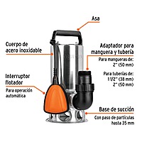 Bomba sumergible metálica para agua sucia 1 HP - BOS-1SM / 12607 Bomba sumergible metálica para agua sucia 1 HP - BOS-1SM / 12607