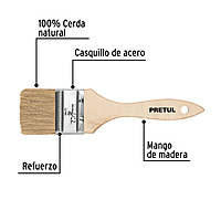 Brocha uso general, mango de madera, 2', Pretul - BRE-2 / 24473 Brocha uso general, mango de madera, 2', Pretul - BRE-2 / 24473