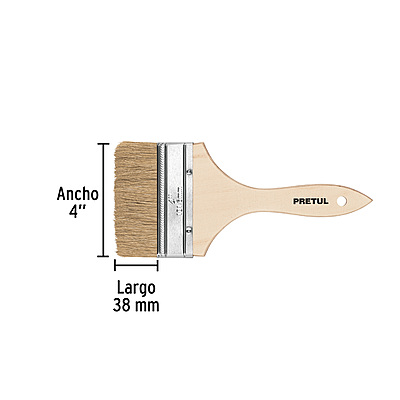 Brocha uso general, mango de madera, 4', Pretul - BRE-4 / 24476