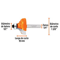 Broca para router, clásica, 1-3/8' con balero - BROU-C1-3/8X / 11482