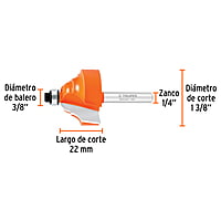 Broca para router, doble romana, 1-3/8' con balero - BROU-DR1-3/8X / 11481
