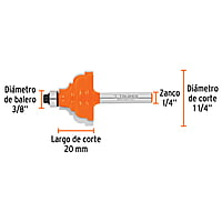 Broca para router, española, 1-1/4', con balero - BROU-ESP1-1/4X / 10676 Broca para router, española, 1-1/4', con balero - BROU-ESP1-1/4X / 10676