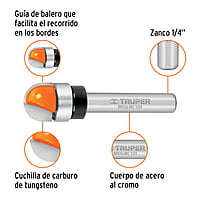 Broca para router, media caña, 1/2' con balero - BROU-MC1/2X / 11464 Broca para router, media caña, 1/2' con balero - BROU-MC1/2X / 11464
