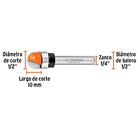 Broca para router, media caña, 1/2' con balero - BROU-MC1/2X / 11464 Broca para router, media caña, 1/2' con balero - BROU-MC1/2X / 11464