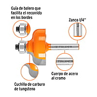 Broca para router, pecho paloma, 1-3/8' con balero - BROU-PP1-3/8X / 11480 Broca para router, pecho paloma, 1-3/8' con balero - BROU-PP1-3/8X / 11480