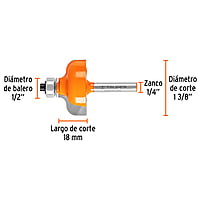 Broca para router, pecho paloma, 1-3/8' con balero - BROU-PP1-3/8X / 11480 Broca para router, pecho paloma, 1-3/8' con balero - BROU-PP1-3/8X / 11480