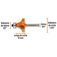 Broca para router, redondeado, 1-1/4' con balero - BROU-RD1-1/4X / 11470