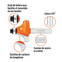 Broca para router, redondeado con moldura, 1-1/4' con balero - BROU-RM1-1/4X / 11473 Broca para router, redondeado con moldura, 1-1/4' con balero - BROU-RM1-1/4X / 11473