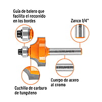 Broca para router, redondeado con moldura, 1' con balero - BROU-RM1X / 11472 Broca para router, redondeado con moldura, 1' con balero - BROU-RM1X / 11472