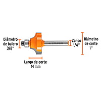 Broca para router, redondeado con moldura, 1' con balero - BROU-RM1X / 11472 Broca para router, redondeado con moldura, 1' con balero - BROU-RM1X / 11472