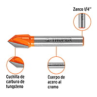 Broca para router, corte en 'V', 3/8' - BROU-V3/8 / 11465