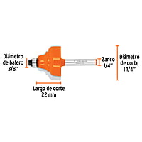 Broca para router, zafiro, 1-1/4', con balero - BROU-Z1-1/4X / 10675 Broca para router, zafiro, 1-1/4', con balero - BROU-Z1-1/4X / 10675