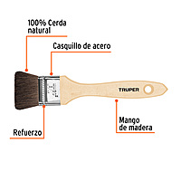 Brocha pelo de camello, mango de madera, 1-1/2' - BRT-1-1/2C / 12467