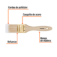 Brocha cerdas sintéticas,mango de madera, corte recto, 1-1/2 - BRT-1-1/2S / 13343 Brocha cerdas sintéticas,mango de madera, corte recto, 1-1/2 - BRT-1-1/2S / 13343